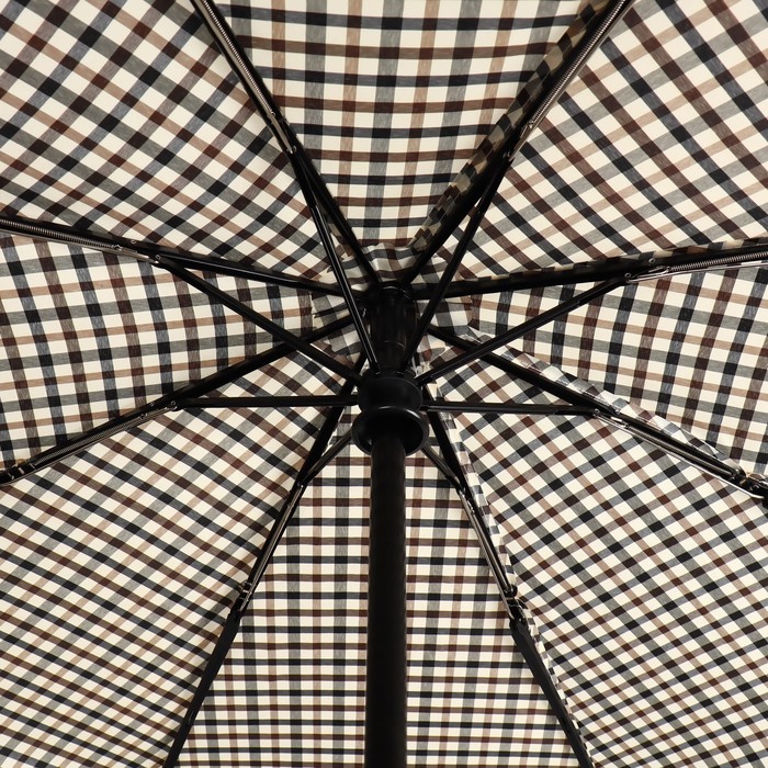 Зонт автоматический «Клетка», 3 сложения, 8 спиц, R = 51 см, цвет бежевый - фото 1907713278