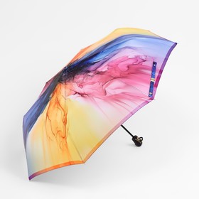 Зонт автоматический «Краски», сатин, 3 сложения, 8 спиц, R = 50 см, цвет разноцветный/жёлтый