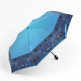 Зонт автоматический «Принт», сатин, 3 сложения, 8 спиц, R = 51 см, цвет голубой