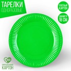 Тарелка одноразовая бумажная однотонная, зеленый цвет 18 см, набор 10 штук - фото 300954099