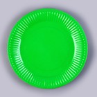 Тарелка одноразовая бумажная однотонная, зеленый цвет 18 см, набор 10 штук - фото 9817083