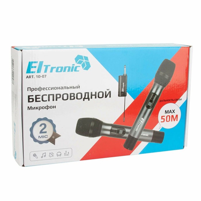 Набор микрофонов ELTRONIC 10-07, беспроводные, 2 микрофона, приемник, черный - фото 51462994