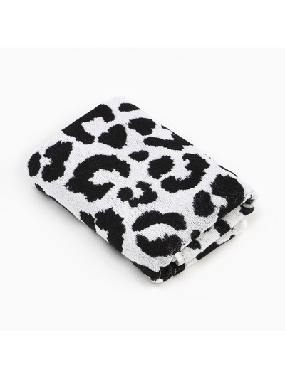 Полотенце махровое «Этель» Leopard, 50×90 см, 100% хлопок, 420 г/м², чёрно-белое