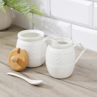 УЦЕНКА Сервиз чайный Доляна «Эстет», 15 предметов: чайник 850 мл, кружки 70 мл, сахарница с ложкой 300 мл, молочник 250 мл, блюдца d=10 см, на бамбуково�... - Фото 7