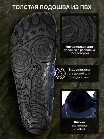 Аквашузы ONLYTOP Swim, р. 44, синие