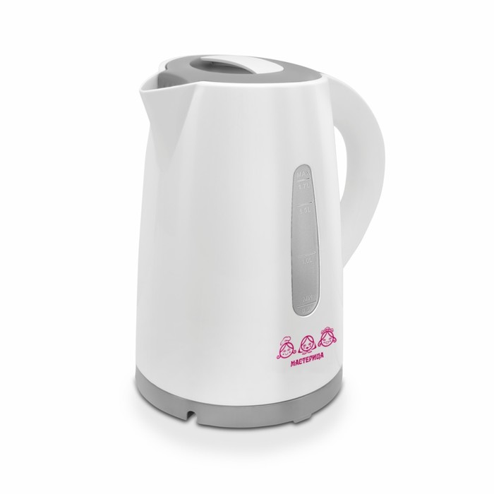 Чайник электрический «‎‎Мастерица ЕК-1701M», пластик, 1.7 л, 1850 Вт, цвет белый-серый - Фото 1