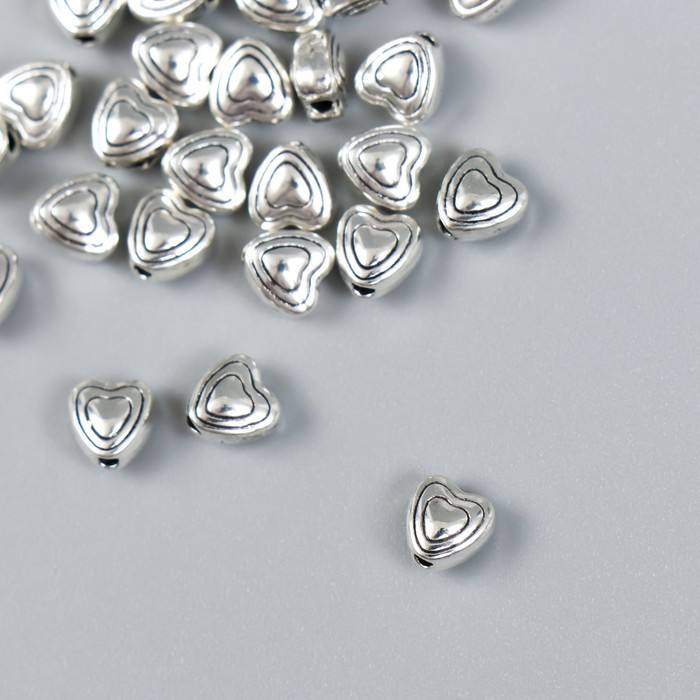 Бусина для творчества металл "Пузатое сердечко" серебро 0,6х0,6 см - Фото 1
