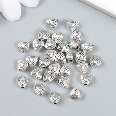 Бусина для рукоделия и плетения «Арт Узор. Пузатое сердечко», металл, серебро 0.6×0.6 см