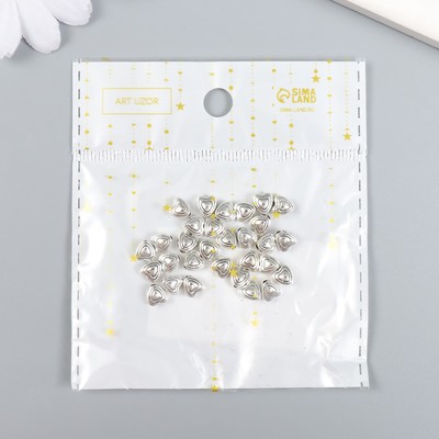 Бусина для рукоделия и плетения «Арт Узор. Пузатое сердечко», металл, серебро 0.6×0.6 см