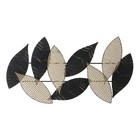 Декор настенный металл "Листья. Точки" чёрный с золотом 105х55 см - фото 6902518