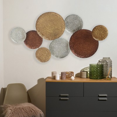 Декор настенный панно «Сканди», металл под золото и кофе, серебро, 110×59 см