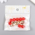 Декор для творчества металл, пластик "Вишенка на веточке" золото 2,4х2,4 см (комплект 4 шт) - фото 22193367