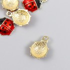 Декор для творчества металл, эмаль "Божья коровка" 1,3х1,9 см (комплект 5 шт) - фото 23179043