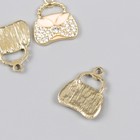 Декор для творчества металл, эмаль, стразы "Сумочка" золото 1,8х2 см (комплект 3 шт) - фото 22193498