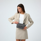 Сумка женская, через плечо, на магните, на длинном ремне, серая - Фото 2