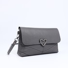 Сумка женская, через плечо, на магните, на длинном ремне, серая - Фото 4