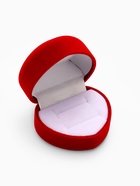 Футляр под 2 кольца «Сердце малое», серёжки, бархатный, 5×5 см, бордовый - Фото 4