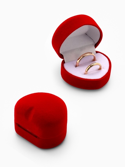 Футляр под 2 кольца «Сердце малое», серёжки, бархатный, 5×5 см, бордовый