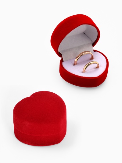 Футляр под 2 кольца «Сердце малое», серёжки, бархатный, 5×4.4×3.7 см, бордовый