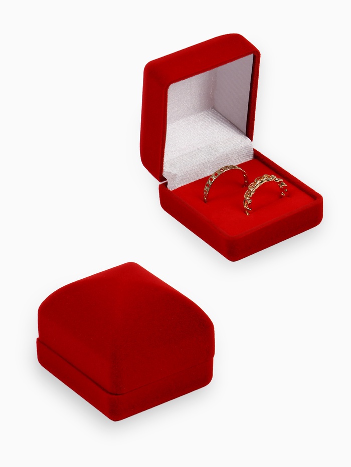 Футляр бархатный под 2 кольца «Традиции», 5×4.5×3 см, цвет красный - Фото 1