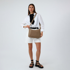 Сумка - мешок женская на молнии, 40×10×28 см, бежевая - Фото 2