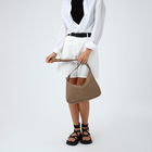 Сумка - мешок женская на молнии, 40×10×28 см, бежевая - фото 25478936