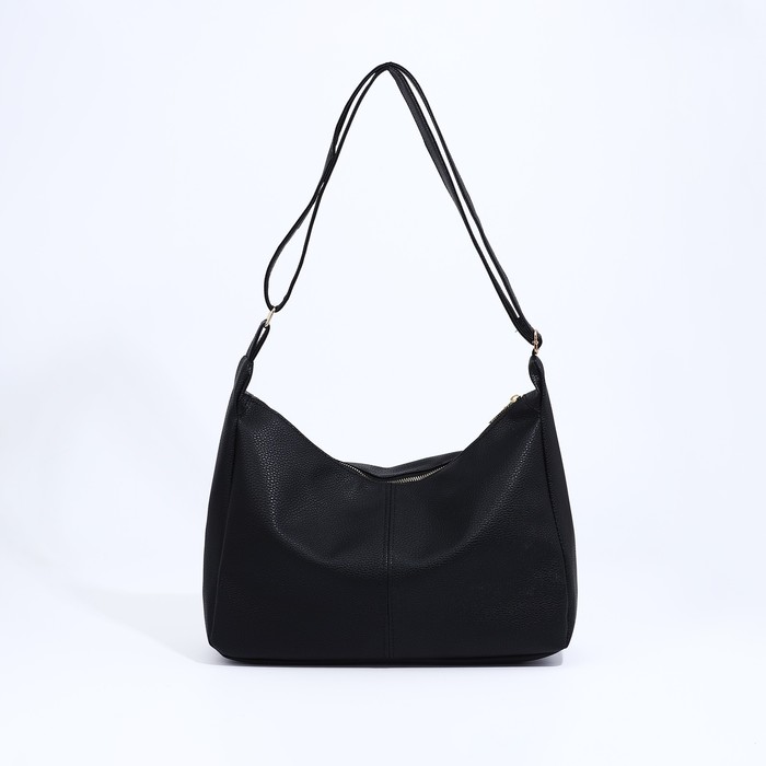 Сумка-мешок на молнии, цвет чёрный - Фото 1