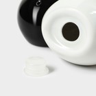 Набор керамический для специй на деревянной подставке BellaTenero «Камни», 2 предмета: солонка 30 мл, перечница 30 мл, цвет белый и чёрный - фото 4379017