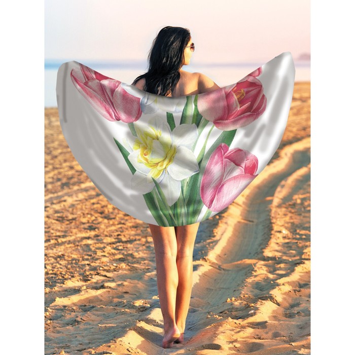 Парео и пляжный коврик «Весенний букет», d = 150 см - Фото 1