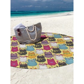 Парео и пляжный коврик «Стильные котики», d = 150 см