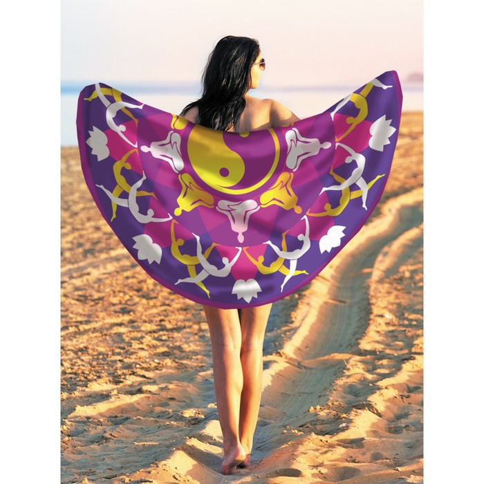 Парео и пляжный коврик «Инь ян с узорами», d = 150 см