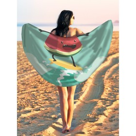 Парео и пляжный коврик «Арбуз на серфе», d = 150 см