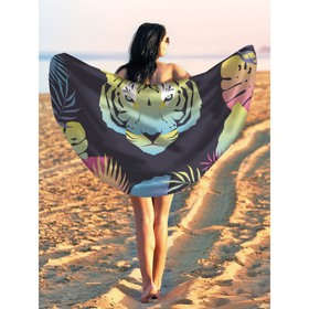Парео и пляжный коврик «Загадочный тигр в тропиках», d = 150 см