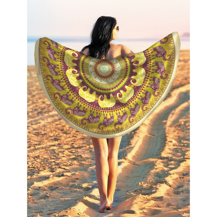 Парео и пляжный коврик «Желтая мандала», d = 150 см