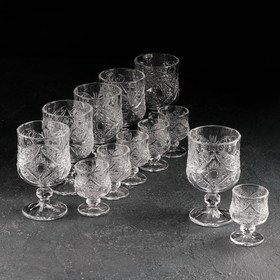 УЦЕНКА Набор бокалов стеклянных «Радость встреч», 12 предметов: 6 бокалов 200 мл, 6 рюмок 50 мл 9666678