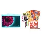 Папка-пенал для труда А4, 340×240×30 мм, с ручкой, молния вокруг, наполнение 12 предметов, Calligrata, «Цветок», ламинированный картон (объемный 3D-рису�... - Фото 3