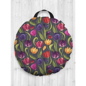 Подушка сидушка «Разноцветные тюльпаны», декоративная, d = 52 см