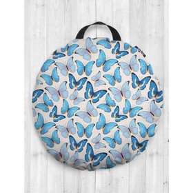 Подушка сидушка «Голубые бабочки», декоративная, d = 52 см