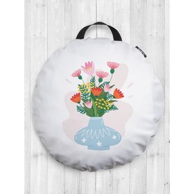 Подушка сидушка «Цветы в вазе», декоративная, d = 52 см