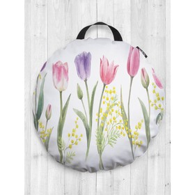 Подушка сидушка «Цветы весны», декоративная, d = 52 см