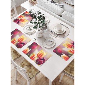 Комплект салфеток для сервировки стола «Поле тюльпанов», прямоугольные, размер 32х46 см, 4 шт