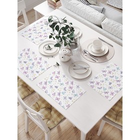 Комплект салфеток для сервировки стола «Бабочки и ромашки», прямоугольные, размер 32х46 см, 4 шт