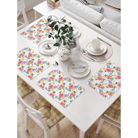 Комплект салфеток для сервировки стола «Цветочное панно», прямоугольные, размер 32х46 см, 4 шт