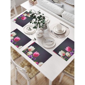 Комплект салфеток для сервировки стола «Весенние тюльпаны», прямоугольные, размер 32х46 см, 4 шт