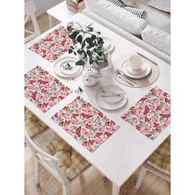 Комплект салфеток для сервировки стола «Весенние бабочки», прямоугольные, размер 32х46 см, 4 шт