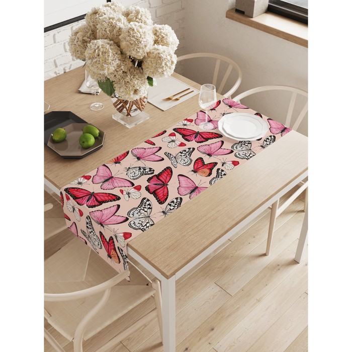 Дорожка на стол «Весенние бабочки», оксфорд, размер 40х145 см - Фото 1