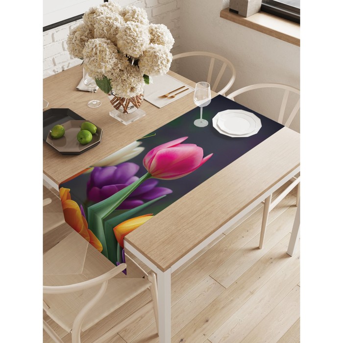 Дорожка на стол «Весенние тюльпаны», оксфорд, размер 40х145 см - Фото 1
