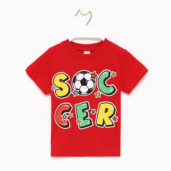Футболка для мальчика, цвет красный/soccer, рост 92 см