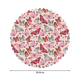 Скатерть на стол «Весенние бабочки», круглая, сатен, d = 150 см