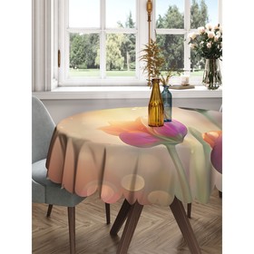 Скатерть на стол «Утро с тюльпанами», круглая, сатен, d = 150 см
